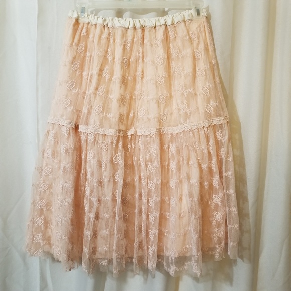 Dresses & Skirts - Beautiful blush delicate lace skirt!